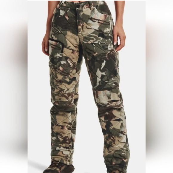 Under Armour‎ Womens UA Rut Windproor Camo Pants, Forest Green, Size 12. - Picture 1 of 17